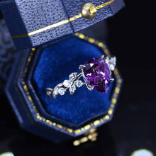 Load image into Gallery viewer, 3 Carat Lavender Sapphire Pear Cut Floral White Gold Engagement Ring
