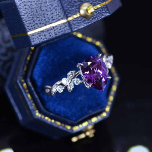 3 Carat Lavender Sapphire Pear Cut Floral White Gold Engagement Ring