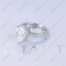 Load image into Gallery viewer, 5 Carat Pear Cut Giliarto Moissanite Hidden Halo Engagement Ring
