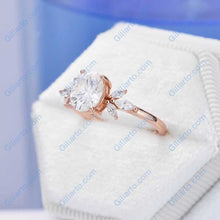 Load image into Gallery viewer, 14K White Gold 1.5 Carat Oval Moissanite Halo Vintage Engagement Ring
