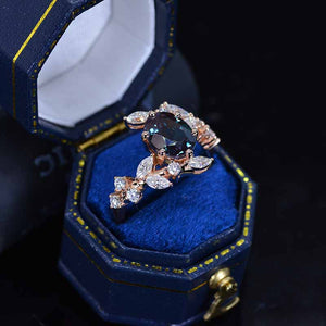 2 Carat Oval Alexandrite Floral 14K Rose Gold Engagement  Ring