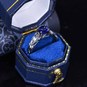 14K Black Gold Sapphire Celtic Engagement Ring