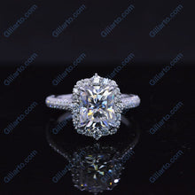 Load image into Gallery viewer, 4Ct Moissanite Engagement Ring Halo Radiant Cut Moissanite Engagement Ring
