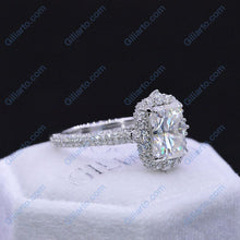 Load image into Gallery viewer, 4Ct Moissanite Engagement Ring Halo Radiant Cut Moissanite Engagement Ring

