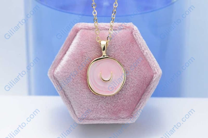 Yellow Gold Plated Coin Pendant Necklace. Moon Pendant Necklace For Women Friends Necklace