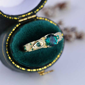 14K Yellow Gold Emerald Celtic Engagement Ring