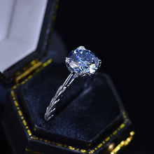 Load image into Gallery viewer, 2 Carat Dark Gray Blue Moissanite 14K White  Gold Engagement Ring

