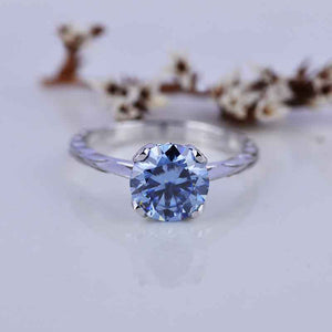 2 Carat Dark Gray Blue Moissanite 14K White  Gold Engagement Ring