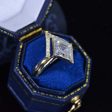 Load image into Gallery viewer, 2.5 Carat Kite Moissanite Engagement Ring. 2.5CT Fancy Kite Shape Moissanite Ring Set

