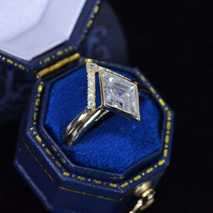 2.5 Carat Kite Moissanite Engagement Ring. 2.5CT Fancy Kite Shape Moissanite Ring Set