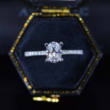 Load image into Gallery viewer, 1 Carat Carat Oval Moissanite Ring, Hidden Halo Gold Engagement Ring
