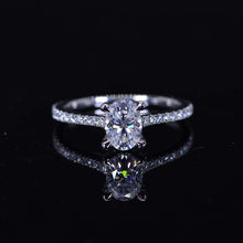 Load image into Gallery viewer, 1 Carat Carat Oval Moissanite Ring, Hidden Halo Gold Engagement Ring
