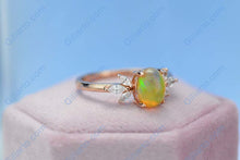 Load image into Gallery viewer, Fire Opal Ring, Oval Cut Vintage Opal Ring , Rose Gold Ring Unique Ring

