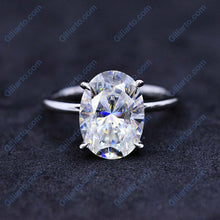 Load image into Gallery viewer, 3.5 Carat Oval Moissanite Ring, Hidden Halo Gold Engagement Ring
