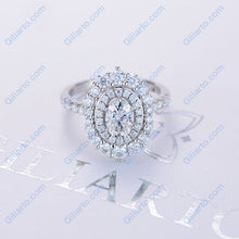 Load image into Gallery viewer, 14K White Gold 3.2 CTW Oval Moissanite Double  Halo Engagement Ring
