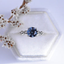 Load image into Gallery viewer, 3 Carat Dark Grey Gray Blue Moissanite Stone 14K White Gold Ring
