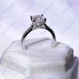 2 Carat Moissanite Diamond Cushion Cut Hidden Halo White Gold Engagement  Ring