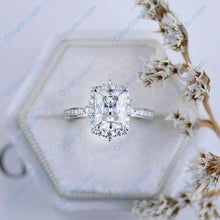 Load image into Gallery viewer, 3 Carat Giliarto Radiant Cut Moissanite Halo Engagement Ring
