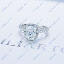Load image into Gallery viewer, 3Ct Cushion Moissanite 14K White Engagement Ring, Cushion Halo Engagement Ring
