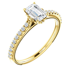 10K Gold 6x4 mm Emerald Diamond Engagement Ring