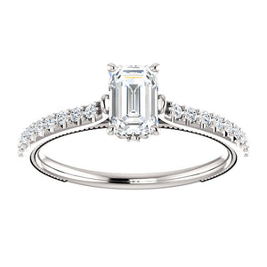 10K Gold 6x4 mm Emerald Diamond Engagement Ring