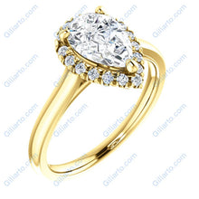 Load image into Gallery viewer, 10K Gold 9x6 mm Forever One Pear Moissanite Diamond French-Set Engagement Ring
