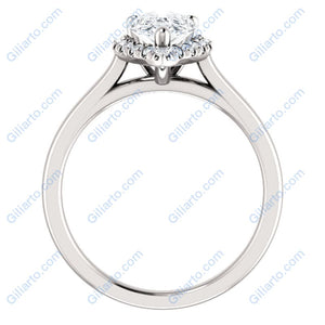 10K Gold 9x6 mm Forever One Pear Moissanite Diamond French-Set Engagement Ring