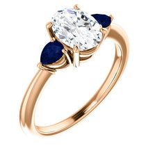 Load image into Gallery viewer, 14K Gold Oval Moissanite Sapphire  Engagement Ring
