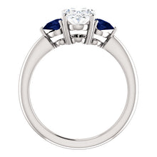 Load image into Gallery viewer, 14K Gold Oval Moissanite Sapphire  Engagement Ring
