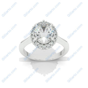 3 Carat Oval Moissanite Halo Engagement Ring