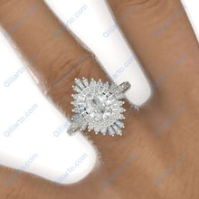 Load image into Gallery viewer, 2 Carat Moissanite Diamond Round Cut Halo White Gold Engagement Ring
