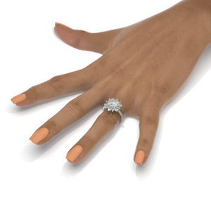 2 Carat Round Moissanite Snowflake Halo Engagement Ring. Victorian 14K White Gold Ring2 Carat Round Alexandrite Snowflake Halo Engagement Ring. Victorian 14K White Gold Ring