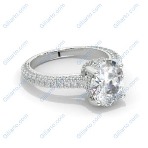 Luxury 3 Carat Oval Moissanite Hidden Halo Gold Engagement Ring