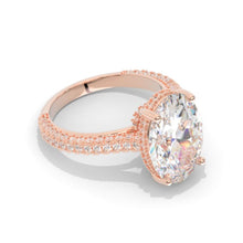 Load image into Gallery viewer, 10 Carat Oval Cut 14x10mm Giliarto Moissanite Hidden Halo Rose Gold Engagement Ring
