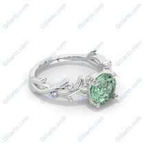 Load image into Gallery viewer, 2 Carat  Moss Agate Twig Floral White Gold Engagement  Ring

