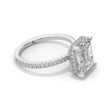 Load image into Gallery viewer, 4 Carat Giliarto Emerald Cut Moissanite Double Hidden Halo Engagement Ring
