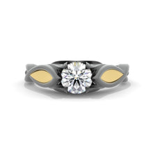 Load image into Gallery viewer, 14K Black and Yellow Gold Moissanite Celtic Moissanite Engagement Ring

