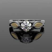 Load image into Gallery viewer, 14K Black and Yellow Gold Moissanite Celtic Moissanite Engagement Ring
