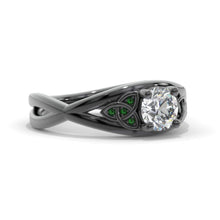 Load image into Gallery viewer, 14K Black Gold Moissanite Celtic Engagement Ring
