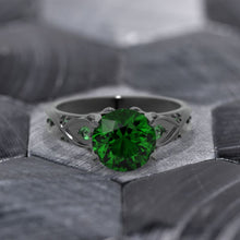 Load image into Gallery viewer, 14K Black Gold 3 Carat Emerald Celtic Engagement Ring
