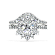 Load image into Gallery viewer, 2 Carat Round Moissanite Snowflake Halo Engagement Ring. Victorian 14K White Gold Ring
