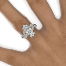 Load image into Gallery viewer, 2 Carat Oval Moissanite Floral Setting White Gold Engagement Ring
