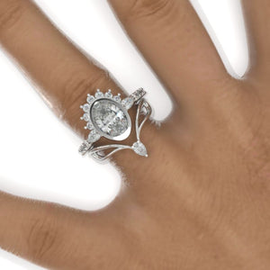3 Carat Oval Moissanite Bezel Set Engagement Ring Eternity Ring Set