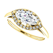 Load image into Gallery viewer, 14K Yellow Gold 10x5 mm Forever One Moissanite Marquise 1/10 CTW Diamond  Engagement Ring
