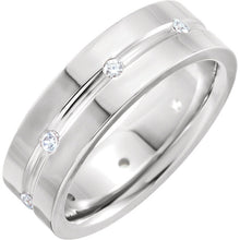 Load image into Gallery viewer, 14K White 1/6 CTW Diamond Grooved Comfort-Fit Band
