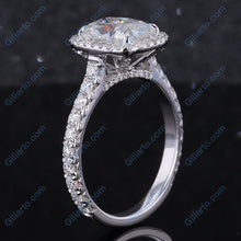Load image into Gallery viewer, 3Ct Cushion Moissanite 14K White Engagement Ring, Cushion Halo Engagement Ring
