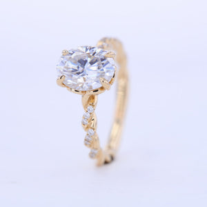 2 Carat Oval Moissanite Hidden Halo Rose Gold  Engagement Ring