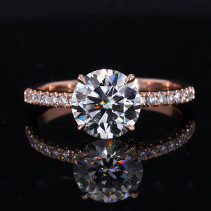 2 Carat Round Hidden Halo Giliarto Moissanite Diamond Rose Gold Engagement Ring