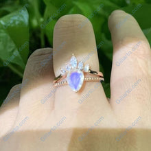 Load image into Gallery viewer, Pear Cut Moonstone Ring- Two Ring Set.

