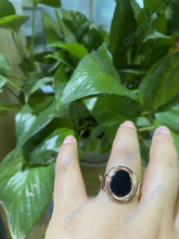 Load image into Gallery viewer, Rose Gold Plated Silver Dainty Natural Black Onyx Ring Set, Oval Cut Onyx Vintage Ring , Rose Gold Ring Unique Ring
